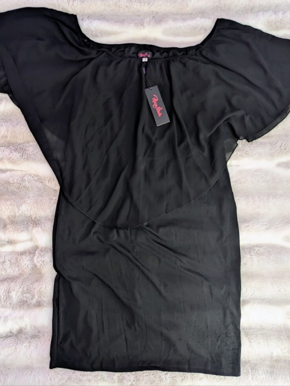 Hanna Nikole Chiffon Cape Overlay Dress | Elegant Black Bodycon Midi – Size 22W